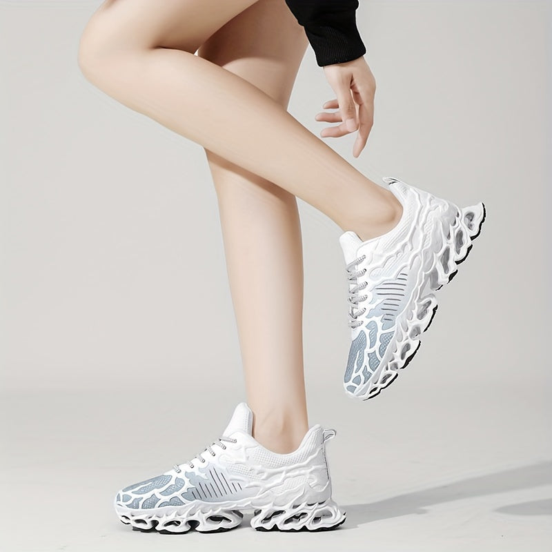 Women's Breathable Knit Blade Sneakers - Stylish Low-Top Sneakers with Transparent Bubble Sole, Lightweight & Comfortable for All-Day Wear
