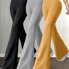 3pcs High-Waist Solid Color Flare Leg Pants for Women - Stretchy & Comfortable, Versatile Casual Yoga Pants in Black, Brown, & Maroon - Durable Polyester/Spandex Blend, Machine Washable