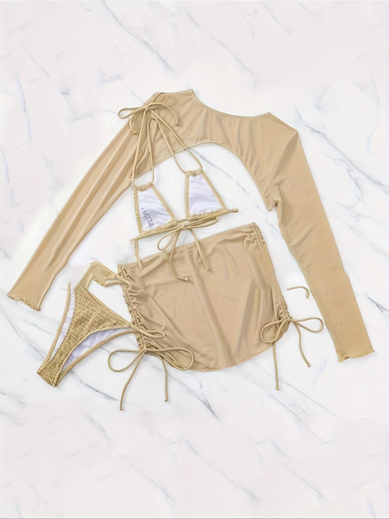 Sexy Bikini Four-piece Set with Mesh Cover-up
