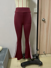 Color-Blocked Striped Casual Flared Pants for Women, Perfect for Active Sports.