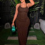 Solid Spaghetti Popcorn Dress - Sexy Backless Design - For Spring & Summer - Women's Clothing - Perfect for Parties & Casual Occasions - Ideal Gift for Women