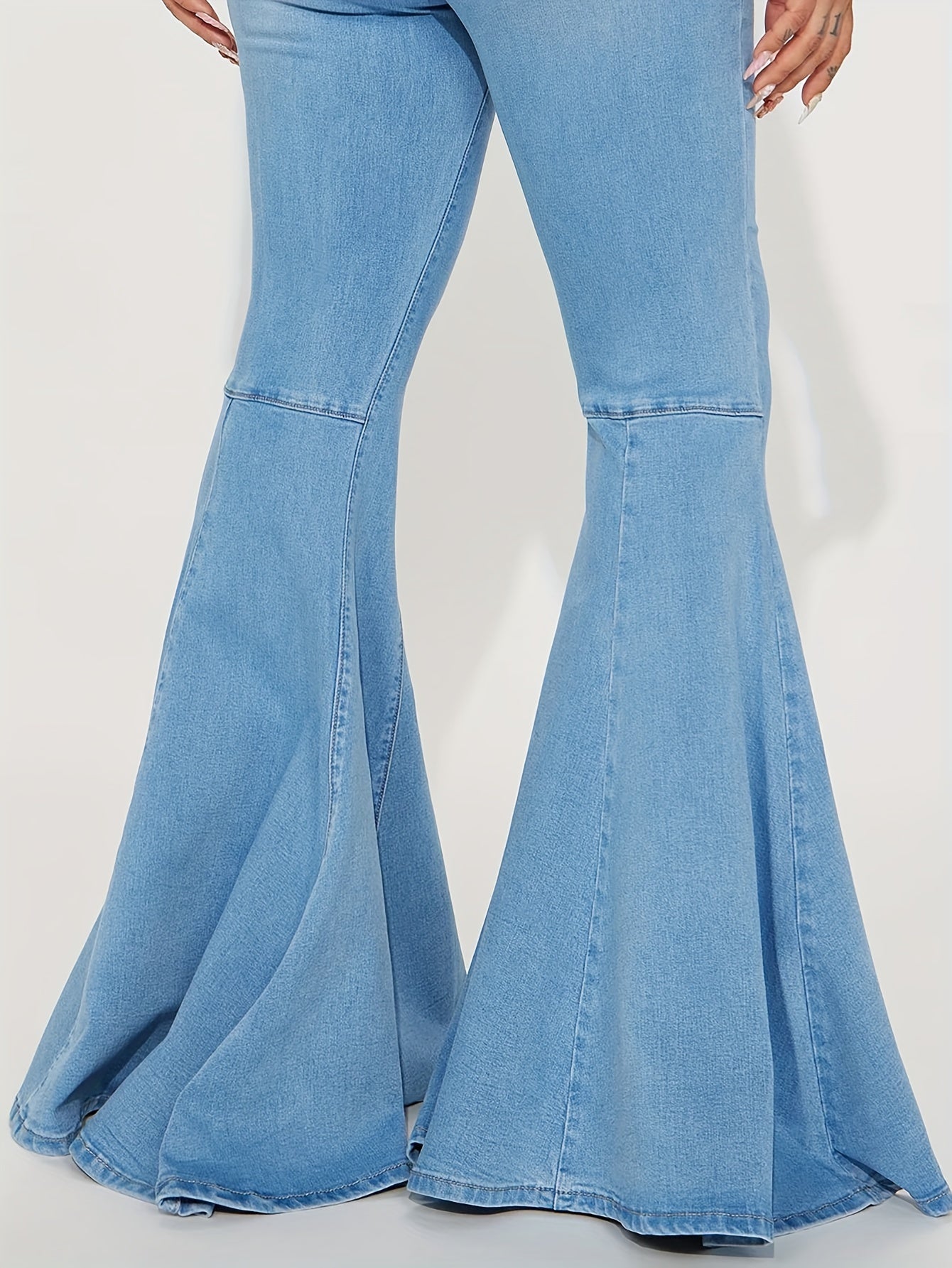 Women's High-Stretch Flare Jeans - Trendy Fashion Denim Bell Bottoms, Comfortable Fit, Versatile Style, Blend, Machine Washable - Perfect for Spring/Summer/Fall