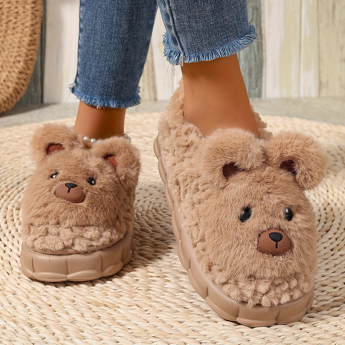 Women's Cartoon Plush Slippers with EVA Sole, Sweet Style Animal Print, All-Season Comfortable Home Slippers, Hand Washable Fabric Insole and Upper - For Women - Cozy & Cute - Perfect Gift for Birthday & Holidays