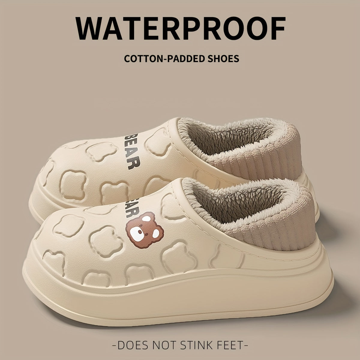 Winter Warm Cozy Waterproof Fleece Lined Slippers - EVA Insulated Home Shoes for Indoor and Outdoor Use, Maternity Slippers for Men and Women