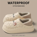 Winter Warm Cozy Waterproof Fleece Lined Slippers - EVA Insulated Home Shoes for Indoor and Outdoor Use, Maternity Slippers for Men and Women