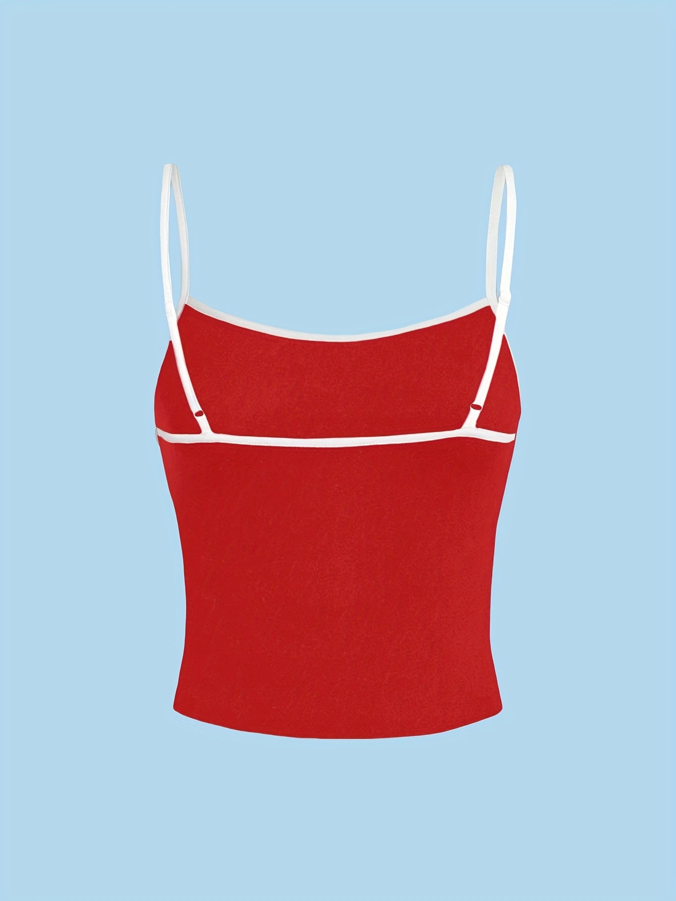 Red Knit Sleeveless Pullover Top with Spaghetti Straps - Casual Weekend Wear