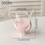 1pc COFIT Creative Roostertail Glass Cup with Straw – Transparent Whisky, Coffee, Milk Tea, and Juice Mug –, BPA-Free Drinkware for Home, Cafes, and Bars – Hand-Blown Clear Glass Cup for Smoothies, Boba, and More, Bever
