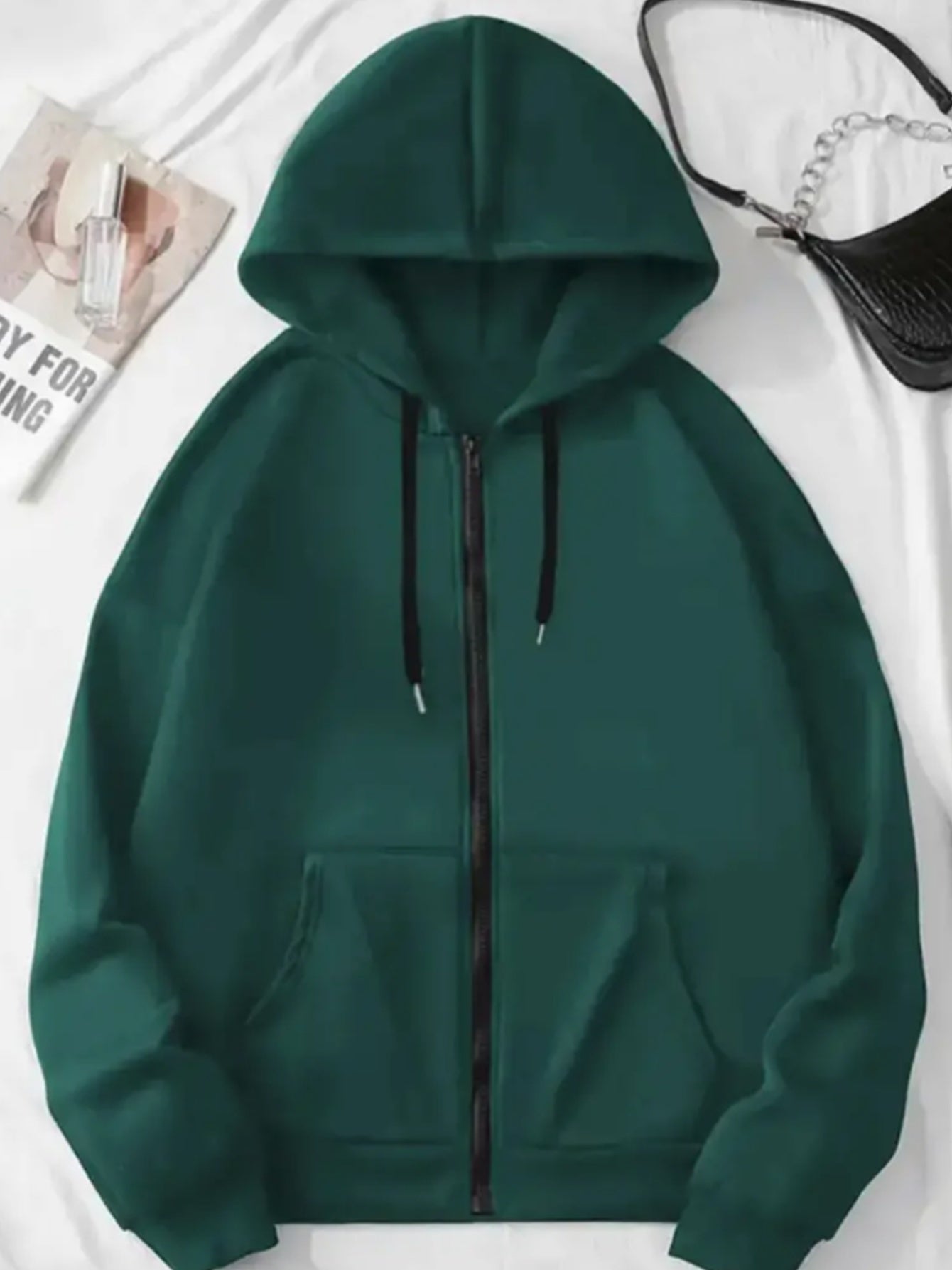Women's Casual Hooded Jacket with Bold "Bench" Letter Print, Kangaroo Pocket & Zipper Collar - Machine-Washable Polyester, All-Season Versatile Outerwear, Perfect Gift for Her, Lightweight Layering, Urban Fashion, Quality Sti