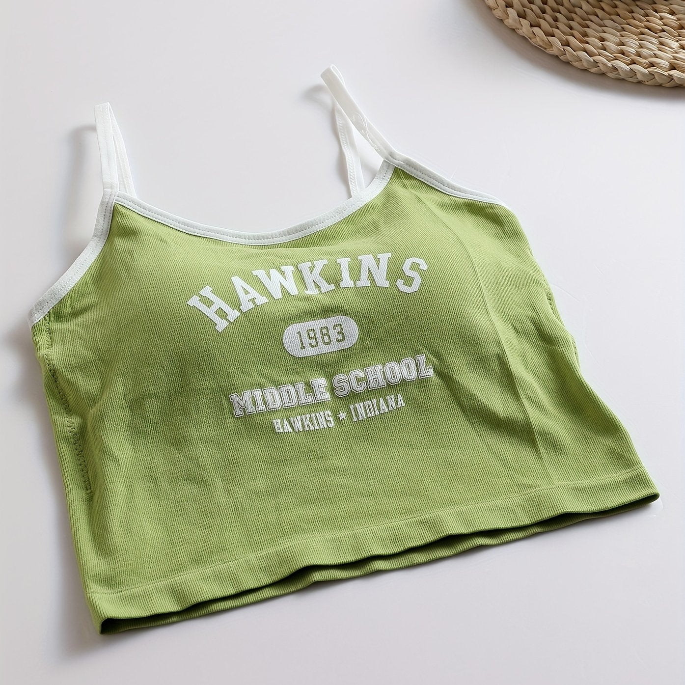 Girls Fashion Sports Cropped Cami Top With Padding, Suitable For 11-15 Years Old