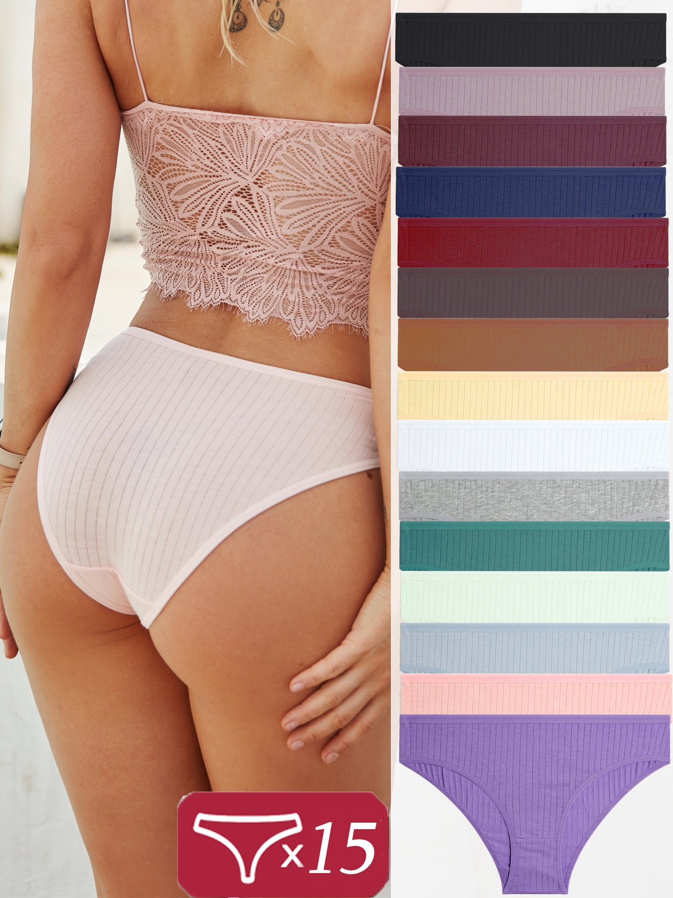 15pcs Lace Women Panties Christmas Gift Underwear Women Briefs Comfortable Female Underpants Solid Color Pantys Lingerie S-XL