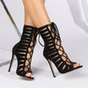 Women's Lace Up Stiletto Sandals, Peep Toe Cut-out Back Zipper High Heels, All-Match Going Out Sandals