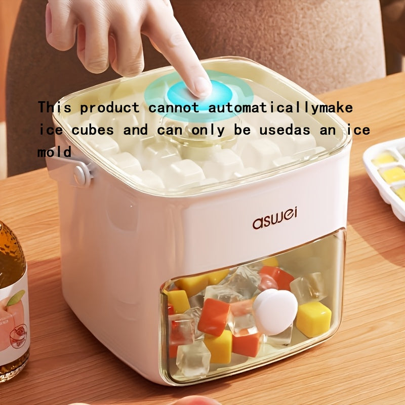 48-Cube Double-Layer Ice Tray Mold with Large Capacity Storage - Easy Press, Multi-Color Ice Maker for Home Use, Durable Plastic