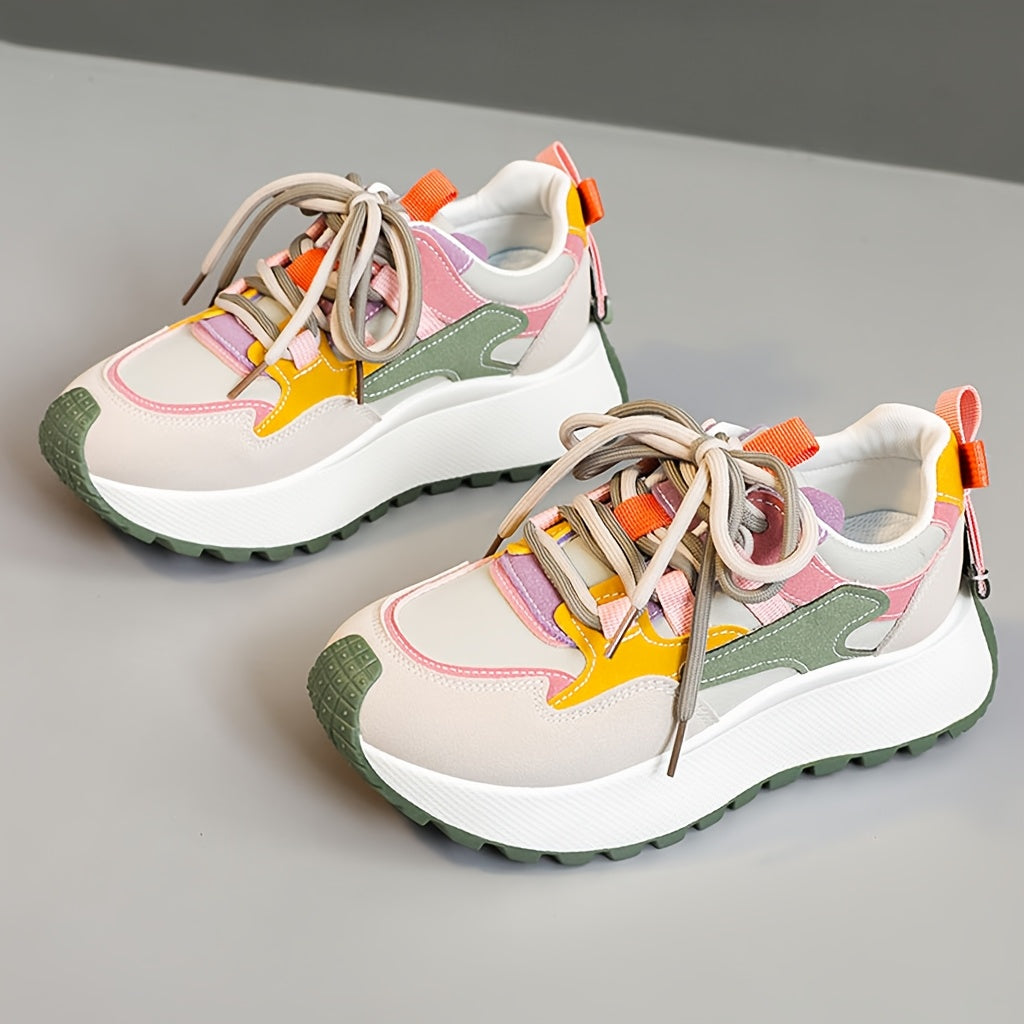 Women'S 2025 New Arrival, Colorful Striped Running Shoes with Thick Sole - All-Season Motion-Control Sneakers for Fitness and Running, Allseason Sneakers|Playful Design|Motioncontrol Support