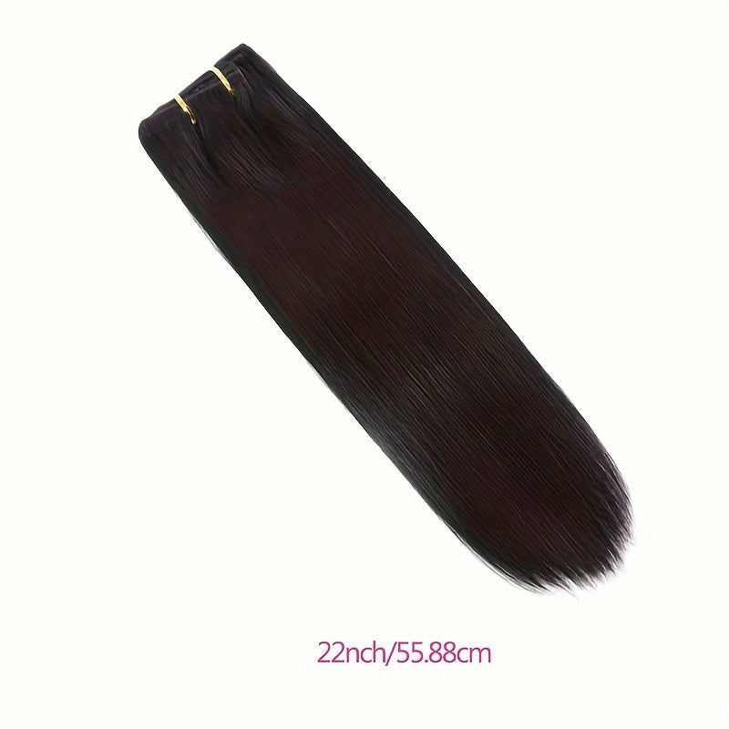 Straight Human Hair Clip In Hair Extensions For Women 100% Unprocessed Full Head Brazilian Virgin Hair Natural Black Color, 8/Pcs With 18Clips, 4.06 oz