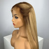 [Everyday Elegance] Super Soft Gradient Brown 30" Long Straight Synthetic Lace Front Wig - Density, 13x4x1 Deep Parting, Glueless Pre-Plucked, Heat Resistant for Daily Wear, High Temperature Fibe