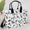 Butterfly Tote Bag For Women Canvas Patched Purse Cute Shoulder Bag Multi-Pocket Satchel Handbag For Work Books Travel, Bag Only