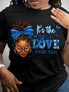 Empowering Women's Black T-Shirt with "It's the Self Love for Me" & Cartoon Print - Breathable, Crew Neck, Short Sleeve, Machine Washable - Perfect for Casual Outfits, Cute T Shirts