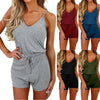 Sleeveless Lace-Up Shorts Women Casual Jumpsuit