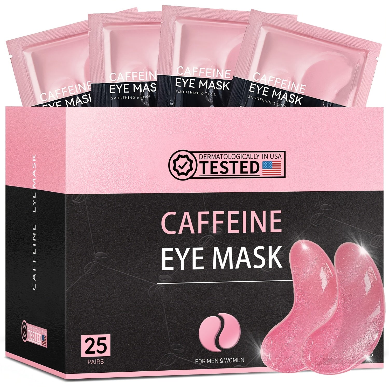 Caffeine, Hyaluronic Acid, Aloe Vera Skincare Eye Mask (25Pairs/box), with Collagen for Long-lasting Moisturizing And Nourishing The Light Beige, Suitable for All Light Beige Type, Visibly Minimize Wrinkles And Fine Lines, Br
