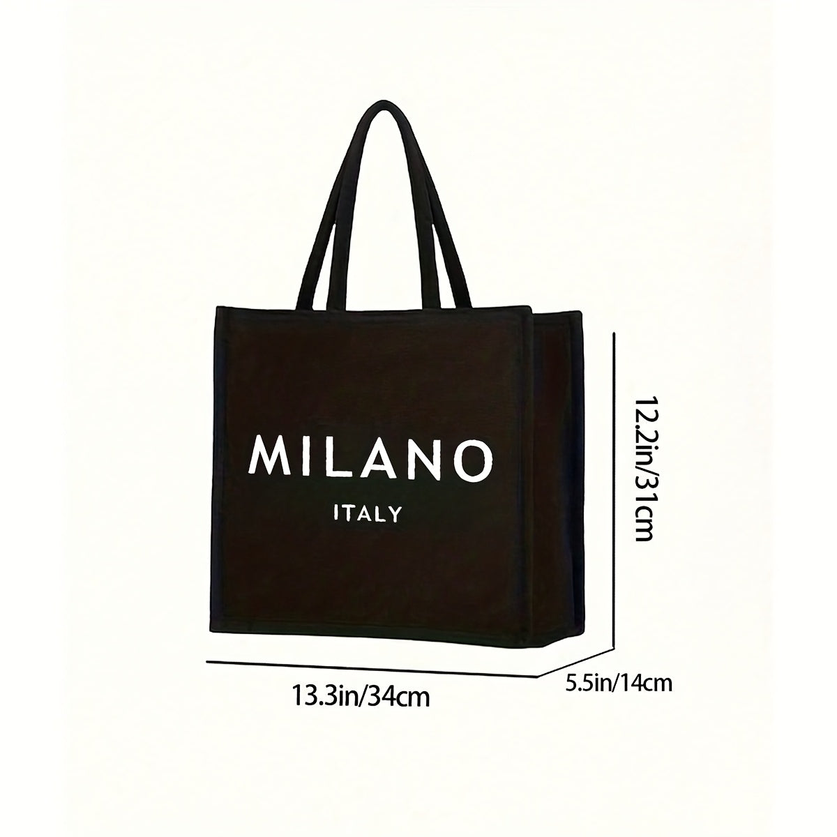 Milano Italy Black Tote Bag with "Milano Italy" Print - Durable Polyester, Perfect for Birthdays, Beaches, Holidays - Ideal Gift for Mothers, Teachers, Friends, and Students, Beach Tote Bag|Stylish Tote Bag|Durable