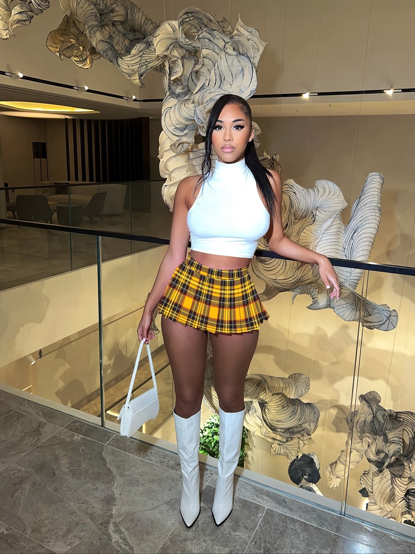 Stylish Plaid High Waist Mini Skirt - Pleated, Flared, Flowy, Sexy Design - Perfect for Spring and Summer, Women's Fashion Clothing, Casual Wear