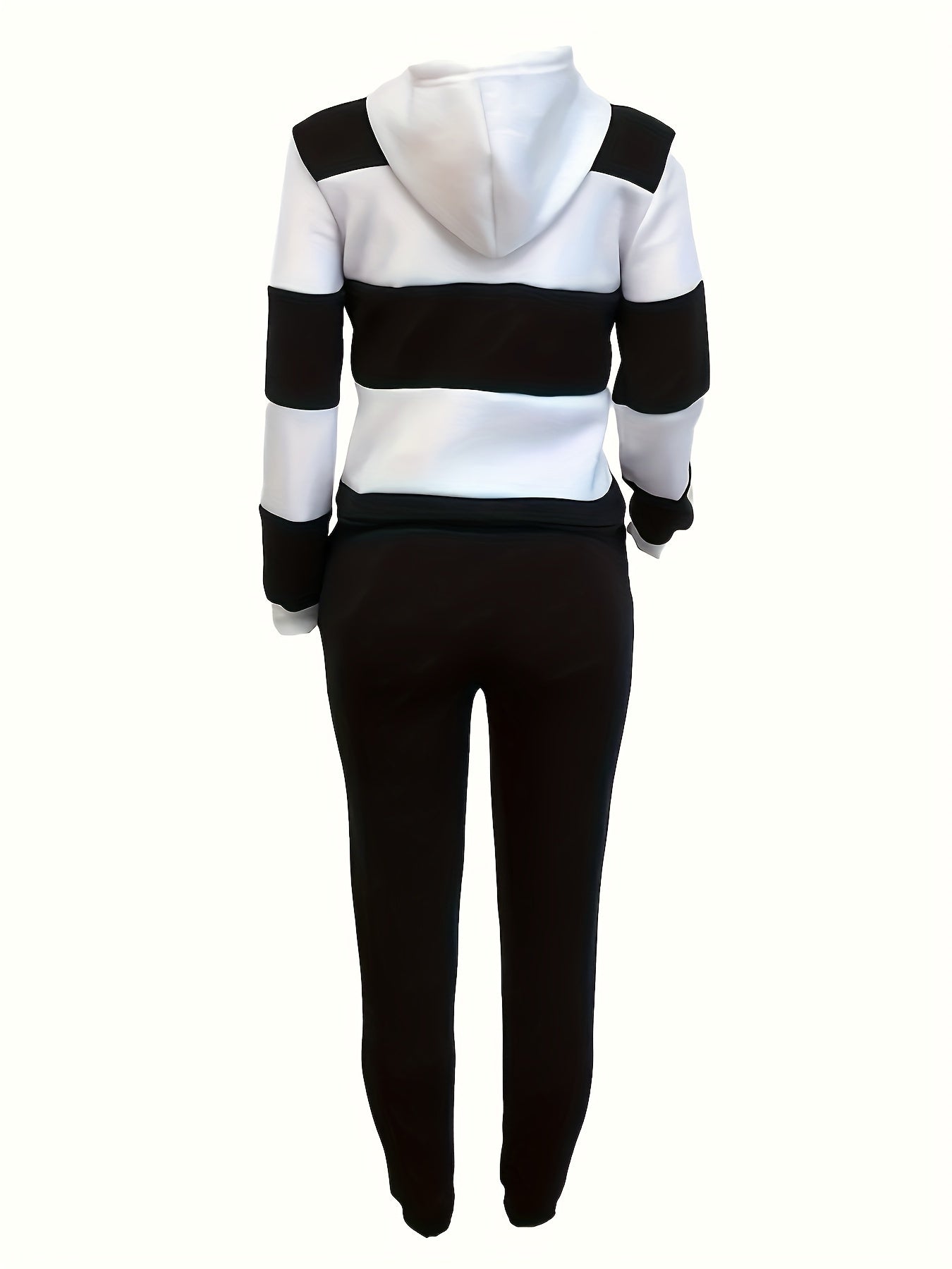 2 Pcs Cozy Striped Lounge Set - Soft Long Sleeve Kangaroo Pocket Hoodie & Drawstring Elastic Waist Jogger Sweatpants - Women's Comfortable Casual Wear for Daily Life