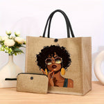 2-Piece Set Women's Fashion Printed Tote Bag and Mini Coin Purse - Casual Style, Machine Washable, Khaki Fabric with Shoulder Straps, Snap Closure, Polyester Lining, Position Print, No Oil Edging - For Women - Suitable for Ev