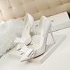 Women's Bowknot Decor Stiletto Heels - Fashion Point Toe Side Cutout Dress Pumps - Stylish Slip On Heels - For Women - Perfect for Parties & Evening Events - Ideal Gift for Her
