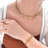 Unique And Elegant Plated 18k Geometric Cross Chain Colorfast All-match High-grade Bracelet Necklace