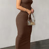 Vibrant Ribbed Bodycon Dress - Sleek Sleeveless Design, Comfortable Stretch Fabric, Flattering Fit, Perfect for Spring and Summer, Women's Elegant Clothing for Outdoor Activities