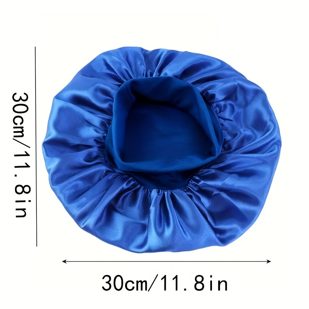6-Pack Satin Bonnet Sleep Caps for Women - Elastic Wide Band Silky Hair Bonnets for Sleeping, Leisure, Sports - 100% Polyester Hair Protection Shower Cap Set for Curly & Straight Hair