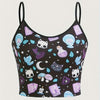 Cat & Mushroom Print Cami Top, Casual Sleeveless Cami Top For Summer, Women's Clothing