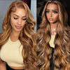 Ombre Lace Front Wig Human Hair 4/27 13x4 Body Wave Highlight Lace Front Wig Human Hair Pre Plucked With Baby Hair Honey Blonde Wig Human Hair 180% Density Colored Wigs Human Hair For Women