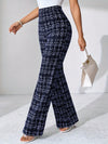 Casual Black Plaid Pattern, Suitable for Various Occasions, Straight-Leg Pants for Spring/Summer/Autumn.