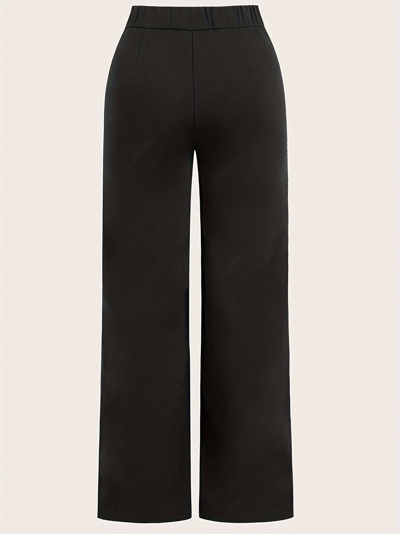Asymmetrical High Waist Pants, Elegant Solid Color Straight Leg Pants For Spring & Fall, Women's Clothing
