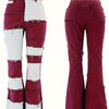 European And American New Fashion Contrasting Patchwork High-waisted Tight Hip Flared Women'S Denim Trousers