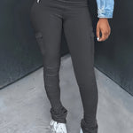 Solid High Waist Leggings - Casual Skinny Leggings With Pockets - Stretchy, Breathable Fabric - For Women - Perfect for Yoga, Running & Everyday Wear - Great Gift for Fitness Enthusiasts