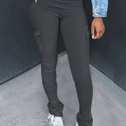 Solid High Waist Leggings - Casual Skinny Leggings With Pockets - Stretchy, Breathable Fabric - For Women - Perfect for Yoga, Running & Everyday Wear - Great Gift for Fitness Enthusiasts