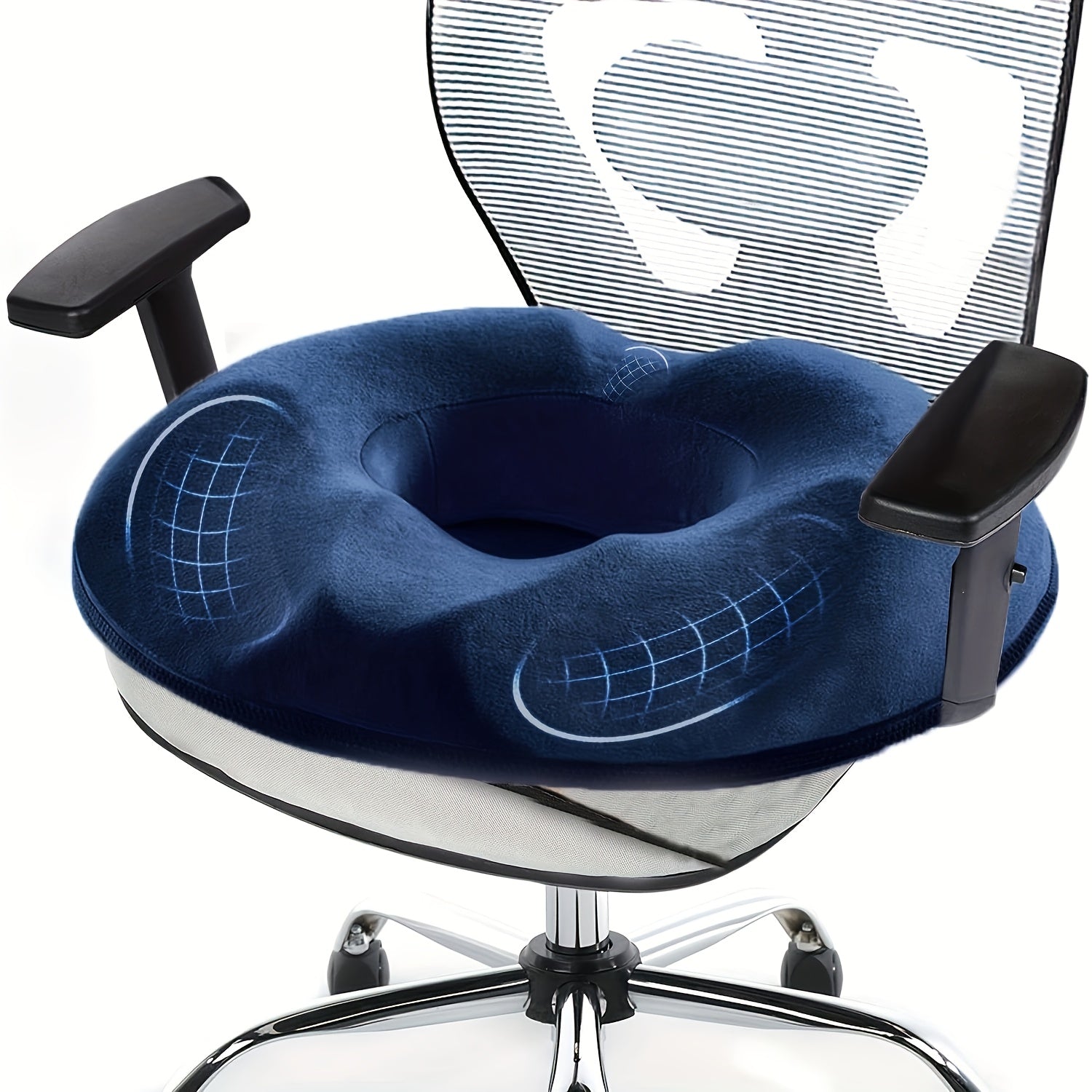 Memory Foam Seat Cushion with Massage Function - Blue Orthopedic Tailbone Pillow for Office Chairs, Car Comfort, and Yoga Support, Removable Cover, Office Chair Cushion Memory Foam Pillow, Cushion Pad