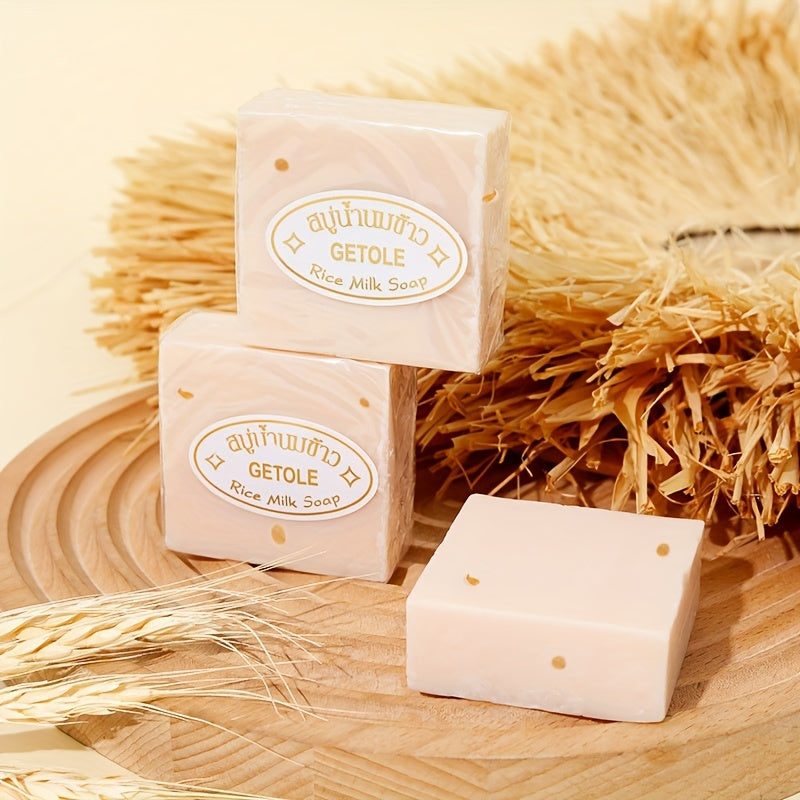 12pcs Rice Milk Soap, Handmade Cleansing Bar For Face And Body Wash, Nourishing And Moisturizing, Gentle Skincare, Suitable For All Skin Types