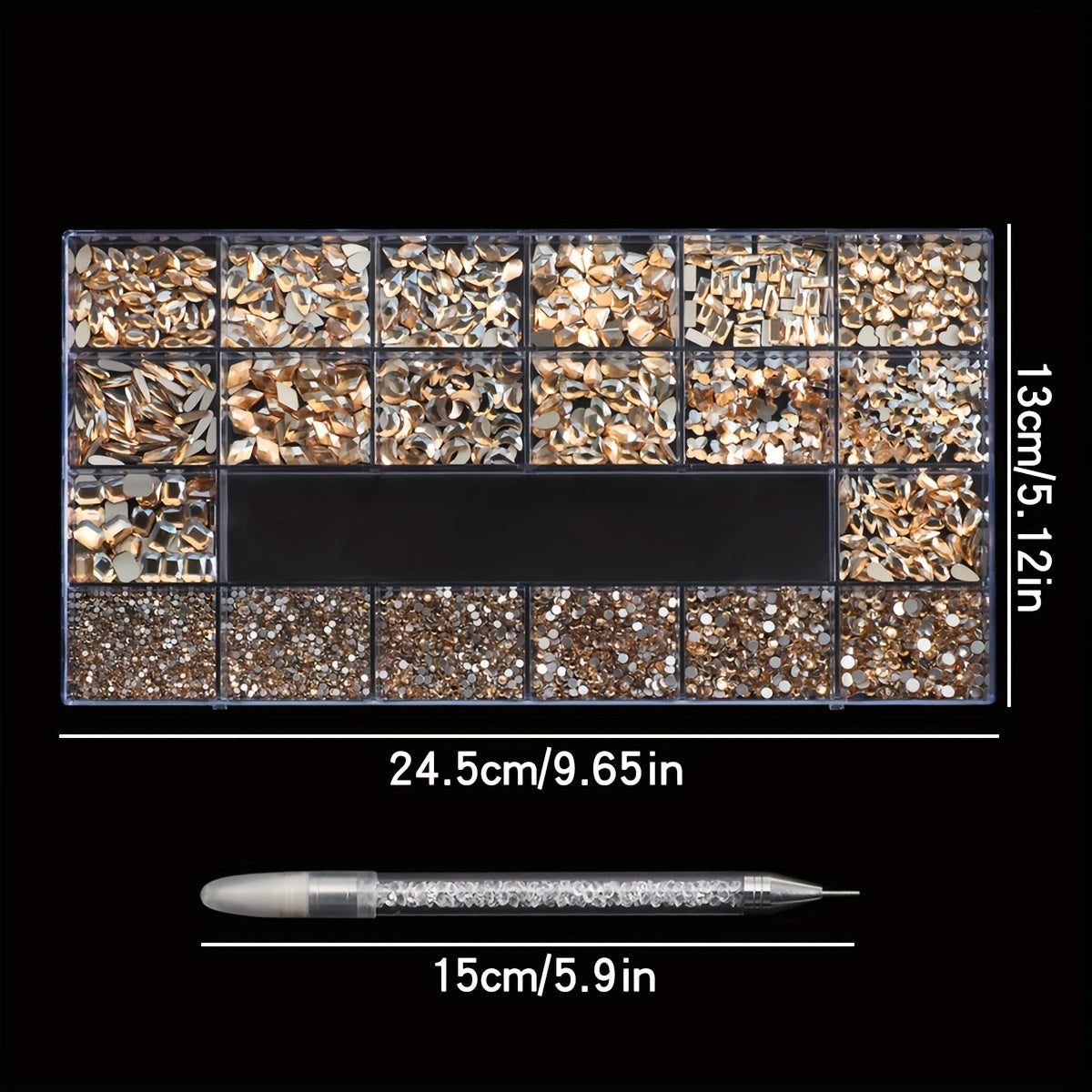 Nail Art 21 Champagne Aesthetic Nail Rhine Kit, flat bottom and irregular shape Nail decoration DIY nails charm nail gem nails