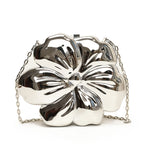 Y2K-Inspired Minimalist Golden Acrylic Crossbody Bag with Detachable Chain Strap – Stylish Flower Design for Women, Magnetic Closure, Perfect for Casual or Evening Outfits