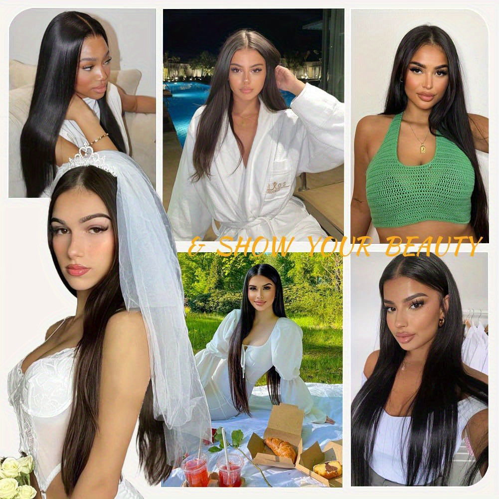 20 Inch Glueless Straight Human Hair Wig - 4x4 HD Lace Front Closure, Pre-Plucked and Pre-Cut, 180% Density, Ready to Wear, Natural Black, Soft and Silky Texture, Breathable Cap, Heat Resistant, Tangle-Free, Suitable for Dail
