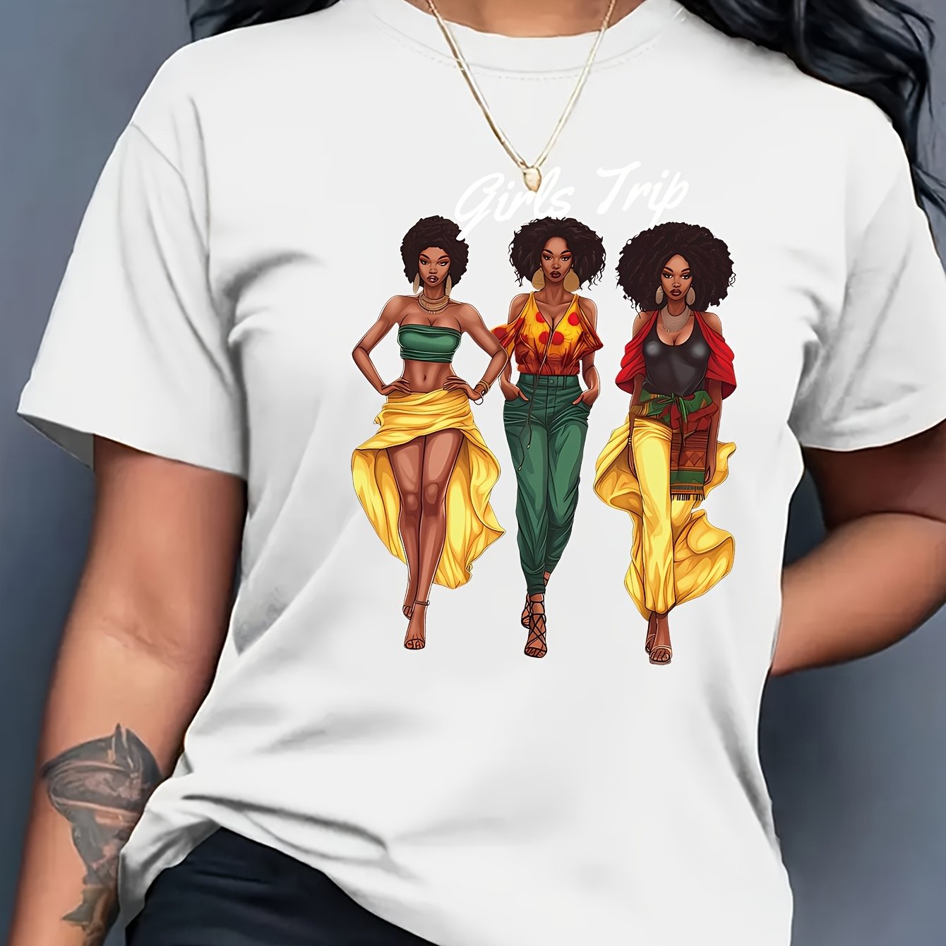 Women'S " Trip" Graphic T-Shirt - Casual Red Crew Neck Short Sleeve Top with Vibrant Floral Design, Perfect for Spring & Summer, Casual Wear|Vibrant Print|Comfortable Fit