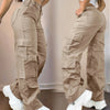 Women's Y2K Streetwear Cargo Pants - Loose Fit Multi-Pocket Workwear Style, Beige Casual Trousers with Multiple Pockets, Non-Stretch Fabric for All-Season Comfort, Everyday Trousers | Relaxed Fit Pants | Streetwear Aesthetic