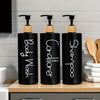 3-Pack Minimalist Bathroom Dispenser Bottles, Plastic, Unscented Shampoo, Conditioner, Body Wash Containers