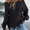 For Fall & Winter, Long Sleeve Solid Color Off Shoulder Casual Sweater, Women's Clothing
