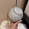 Shiny Mini Round Glitter Evening Bag - Classic Dinner Clutch Purse for Women - Carnaval Music Festival Handbag