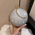 Shiny Mini Round Glitter Evening Bag - Classic Dinner Clutch Purse for Women - Carnaval Music Festival Handbag