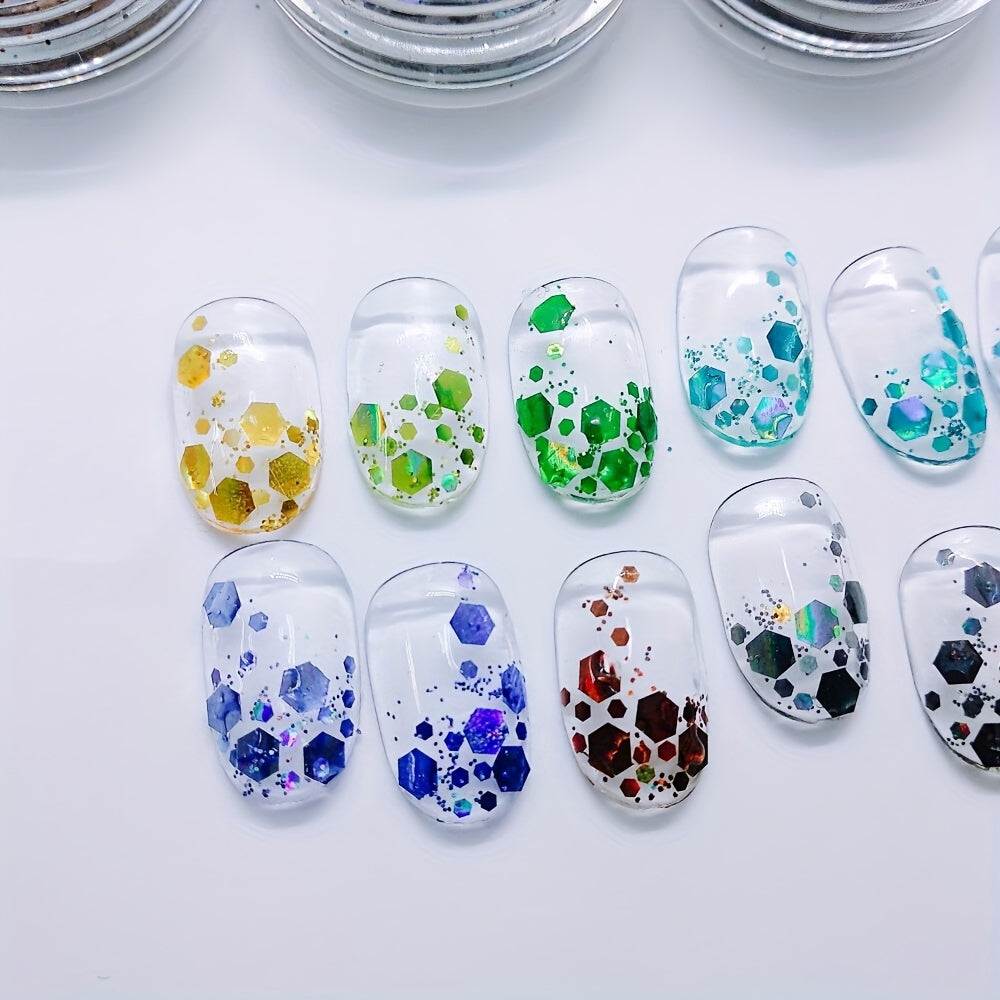 25 Jars/set Iridescent Nail Art Glitter Sequins Set Holographic Colorful Sparkly Hexagon Flakes Bottled Nail Sequins